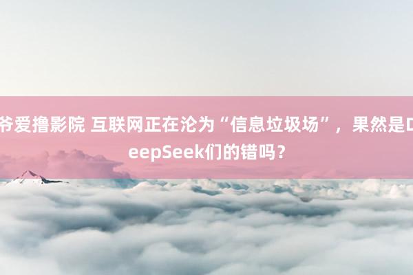 爷爱撸影院 互联网正在沦为“信息垃圾场”，果然是DeepSeek们的错吗？